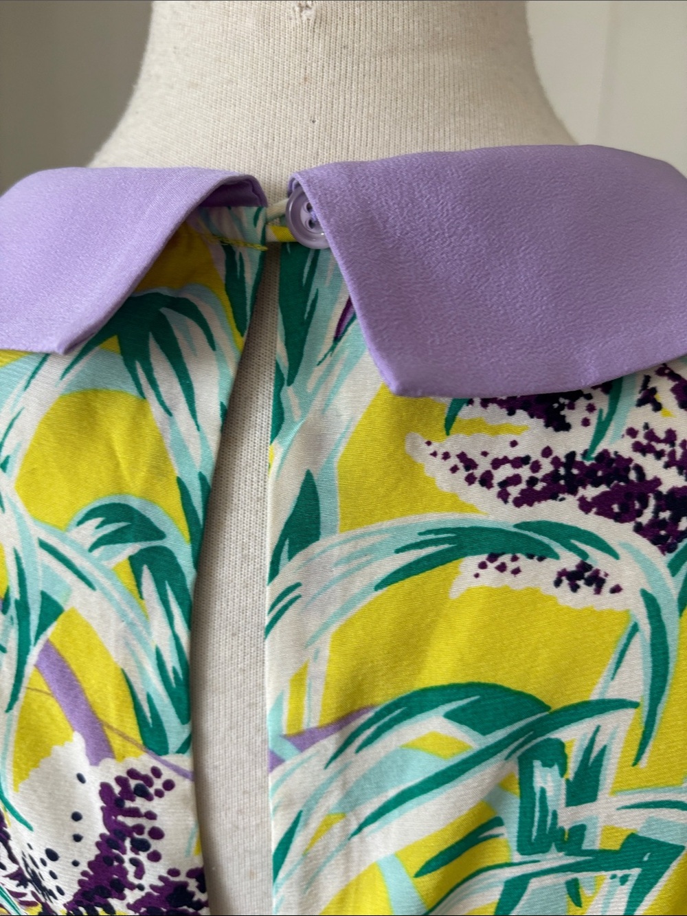 kate spade Yellow Tropical Print Mini Dress with Lavender Collar - Picture 7 of 15
